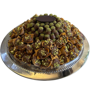 Bandeja de chocolate de metal dorado de alta calidad con diseño de flores, bandeja para servir dulces, exhibición de postres para bodas y cualquier evento - Product Image 6