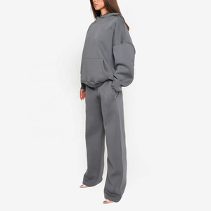 Ensemble deux pièces pour femmes, couleur unie, manches longues, fermeture éclair, col montant, survêtements de sport décontractés - Product Image 6