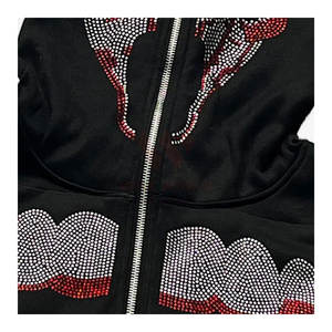 Sweats à capuche brodés avec strass en gros, best-seller, qualité supérieure, personnalisable, polaire respirant, écologique, streetwear - Product Image 4
