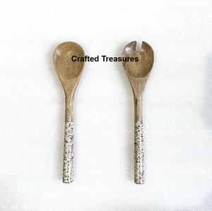 Couverts en bois et en résine de haute qualité personnalisés ensemble de couverts de salade pour vaisselle ustensiles de cuisine mariage et noël - Product Image 2