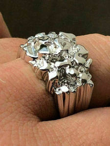 Harlembling 925 Argent Plaqué Classique Nugget Anneau Femmes Magnifique Unique Diamant Pierre Anneau De Mode Bijoux Doigt Porter En Gros - Product Image 3