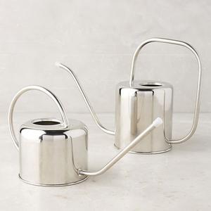 ชุดบัวรดน้ำสแตนเลสขัดเงาพร้อมด้ามจับโค้งและพวยยาวสำหรับงานสวน - Product Image 1