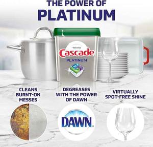 Cascade Platinum ActionPacs, cápsulas de detergente para lavavajillas, limón, 36 unidades - Product Image 6