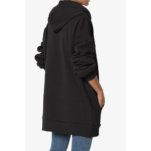 Sweats à capuche longs de haute qualité pour femmes élégant uni noir filles survêtements en ligne en gros - Product Image 5