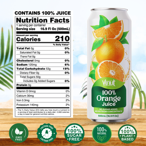 Bebida de zumo de naranja 100% de la mejor calidad, 500ml, Etiqueta Privada, muestra gratis, fabricante de Vietnam, OEM, bajo MOQ, venta al por mayor - Product Image 2