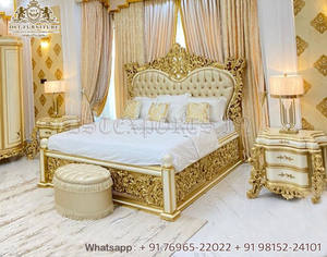 Juego de dormitorio tallado Maharaja de estilo clásico, muebles de dormitorio de diseño barroco italiano, conjunto de muebles de dormitorio de decoración lujosa para el hogar - Product Image 3