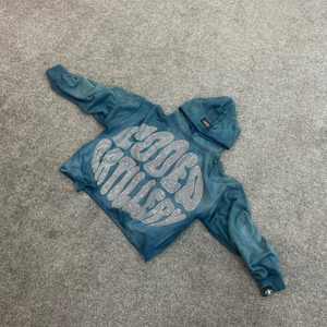 Sudadera con Capucha Unisex de Invierno, Estilo Urbano, Cierre de Cremallera, 100% Algodón Felpa, Corte Holgado, Detalles de Pedrería, Venta al Por Mayor - Product Image 3