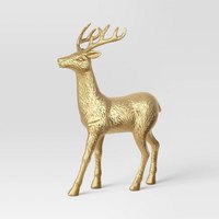 Sculpture animale de renne doré de luxe Art en métal pour pièce maîtresse de Table intérieure et cadeau de Noël Art en métal de cerf doré élégant