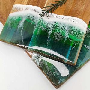 Tabla de cocina de madera y resina de diseñador, tabla decorativa de bajo precio para cocinar todos los días, tabla de cortar de resina hecha a mano única - Product Image 2