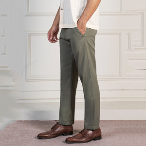 Pantalons slim en coton pur sur mesure, couleur unie, couleurs personnalisées, vente en gros, pantalons de bureau pour hommes - Product Image 1