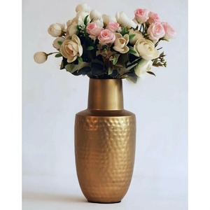 แจกันดอกไม้สไตล์ยุโรปโบราณแจกันโลหะสีทองสำหรับตกแต่งโต๊ะในงานแต่งงานแจกันขนาดใหญ่ทำด้วยมือ - Product Image 1