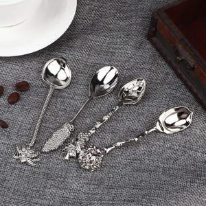 Juego de cubiertos de acero inoxidable con acabado Chapado en color plateado de 4 cucharas Cubiertos aptos para lavavajillas con 4 asas de diseño elegante - Product Image 1