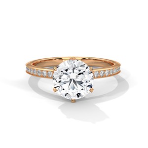 2.24ctw Round Brilliant Cut CZ <b>Solitaire</b> <b>Ring</b> with Pave Set Band 925 Sterling <b>Silver</b> - Product Image 1