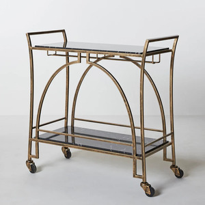 Wholesale Tiers Hotel Luxury Gold Metal <b>Serving</b> Bar Carts <b>Serving</b> <b>Trolley</b> Service Cart Bar - Product Image 3