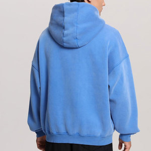 Sweat-shirts à capuche délavés OEM, style boxy, courts, zippés, streetwear, lourds, unis, à capuche, délavés, pour hommes - Product Image 2