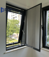 Auvent de fenêtre classique sécurisé en aluminium avec ouverture battante en acier inoxydable pour usage extérieur et salle de bain