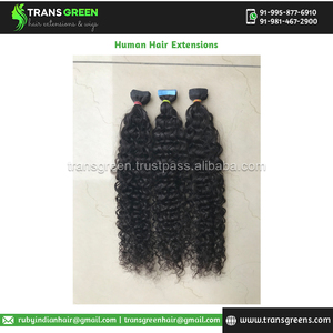Gran oferta exclusiva en calidad excepcional Virgin Temple 100% Raw sin procesar Kinky Curly Tape Extensión de cabello humano Cutícula India - Product Image 3