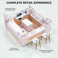 Kiosque de bijouterie modulaire personnalisé, comptoir de magasin de bijoux, design de vitrine à bijoux avec éclairage LED pour boutique de détail