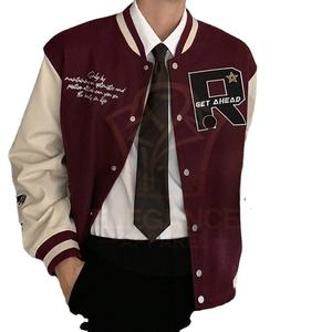 Buen proveedor, el estilo más nuevo con manga de PU, Patchwork, bordado de letras, ropa de calle, estilo Borgoña, chaquetas universitarias de béisbol universitarias - Product Image 1