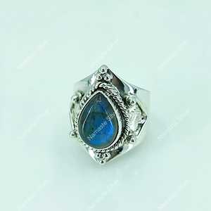925 Sterling Silver Labradorite <b>Ring</b> Unique <b>Statement</b> Promise Handmade Jewelry Natural Pear Shape Gemstone Licensed Private - Product Image 1