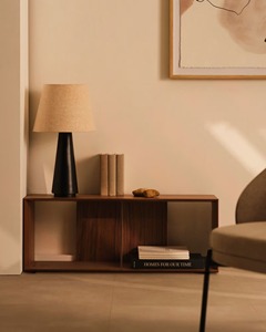 Mueble de cocina con módulo de estante grande moderno-Diseño Premium duradero-Madera de chapa de nogal y vidrio-Muebles para el hogar - Product Image 2