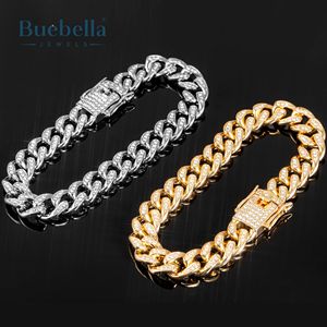 10mm Iced Out 18K yellow Gold Plated 925 Sterling <b>Silver</b> Iced Clasp Miami Cuban Link <b>Bracelet</b> For <b>Men</b> - Product Image 3