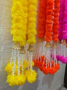 Marigold Guirlande De Fleurs Artificielles avec Cloches Suspendues Festival De Mariage Indien Toran Fleur Cordes De Fleurs pour La Maison Événement Décor - Product Image 4