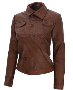 Veste en cuir denim élégante pour filles avec fermeture à boutons pour superposer des looks professionnels en coton respirant - Product Image 2