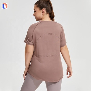 Camiseta OEM de talla grande y manga corta con cuello redondo de poliéster para mujer, en el gimnasio para uso deportivo, camisetas para hombre - Product Image 6