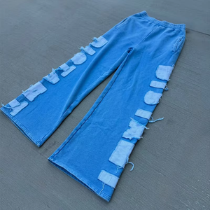 Custom Washed Vintage Embroidery Sun Faded <b>Full</b> <b>Zip</b> <b>up</b> Hoodies Tracksuits Men Flared Sweatpants <b>Hoodie</b> Set OEM Tracksuit Trendy - Product Image 4