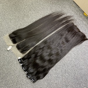 Venta caliente 100% Raw Vietnam Remy Extensiones de cabello Super Double Drawn Bone Straight Bundles HD para encaje Frontal para la fabricación de pelucas - Product Image 5