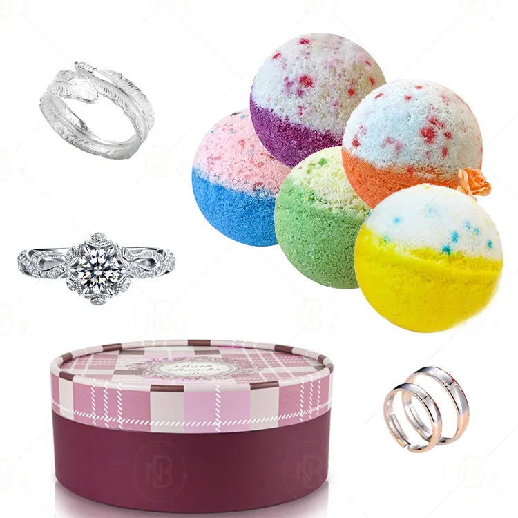 Vegan Organic Tea sale marino cura del corpo Spa Lavnder Flower Bubble Fizzy Surprise Jewelry 925 Silver Ring Gift Set bomba da bagno