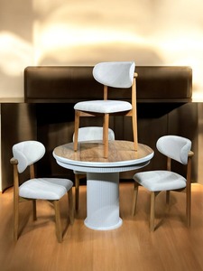 Ensemble de table à manger de luxe en bois de conception turque moderne extensible et pliable de forme circulaire 100*00 cm pour la cuisine Différentes couleurs - Product Image 4