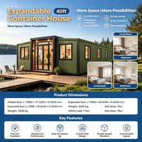 Maison de conteneur extensible de luxe de 40 pieds, cabane modulaire préfabriquée avec salle de bain pour usage en station balnéaire