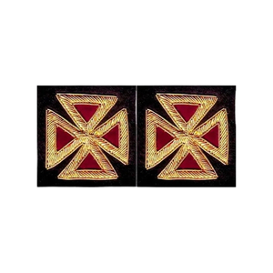 Manchettes maçonniques de haute qualité, croix des Chevaliers Templiers, brodées en moiré noir, nouveau style, en tissu à coudre ou à fixer par aimant - Product Image 2