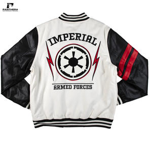 Veste universitaire en laine noire et blanche de haute qualité, col montant, unisexe, nouveau style, tissu brodé, fabricant direct - Product Image 5