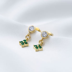 ต่างหูเงินแท้ 925 ดีไซน์ดอกไม้ประดับพลอยเพทายสีเขียวมรกตขนาดเล็ก ผลิตด้วยมือจากตุรกี ขายส่ง - Product Image 4