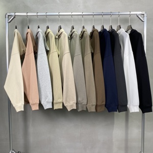 High Quality Cotton French Terry Hoodie <b>Thick</b> <b>Fleece</b> Drop Shoulder Plain Blank Custom Men Hoodies - Product Image 2