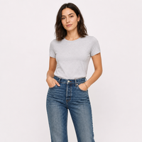 Jeans en denim décontractés et élégants pour femmes, coupe droite, taille haute double, extensibles, style bootcut, baggy, personnalisables OEM