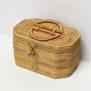 Handmade House Accessories <b>Rattan</b> Wood Tea Box Caddy <b>Storage</b> Gift Packaging Boxes With Handle - Product Image 5