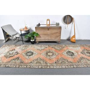 Alfombra turca Vintage de 4,2x12,7 pies, hecha a mano, naranja, Beige, lana, felpa, altura, Patchwork Rectangular para sala de estar, pasillo, látex - Product Image 1