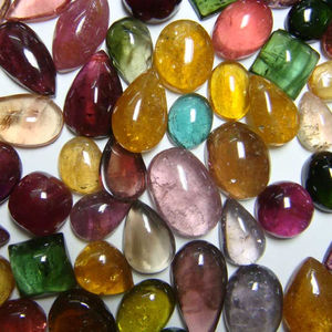 Multi Tourmaline Poire Ovale Ronde Cabochon Forme Dos Plat Colorée Taille Libre Pierre Gemme de Qualité Supérieure Pierre Tourmaline Naturelle - Product Image 1