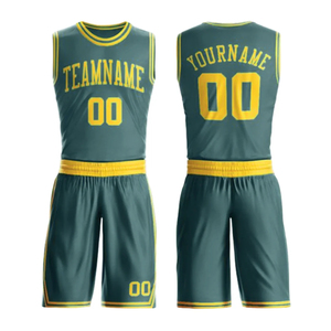 Customizable Adult <b>Basketball</b> Jersey Set Purple Yellow Sublimated Sleeveless Unisex Moisture Wicking Polyester Uniform - Product Image 2