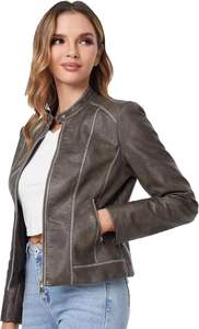 เสื้อแจ็กเก็ตหนังคุณภาพดีสำหรับผู้หญิงวัสดุแฟชั่นใหม่ล่าสุดสำหรับผู้ชายติดโลโก้ของคุณเอง - Product Image 2