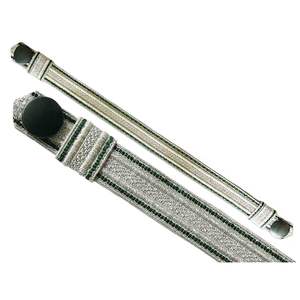 Silver with <b>green</b> stripe and with snap button Customized High Quality Ceremonial Macrame Cap <b>Cord</b> with Metallic Wire Silk Coated - Product Image 1