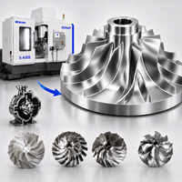 Roue de compresseur de turbocompresseur en aluminium usiné CNC à haute vitesse, à vortex ouvert, impeller centrifuge, rotor