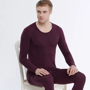 Solid Color Men Thermal <b>Underwear</b> Set Fall Winter Home Wear 2 Piece Set Long Sleeve O-neck T-shirts Pant Sets Ropa - Product Image 2