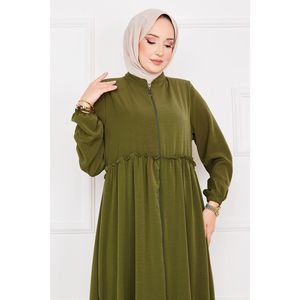Khaki Elastic Sleeve Drawstring Hijab <b>Abaya</b> Durable Neckerchief - Product Image 2