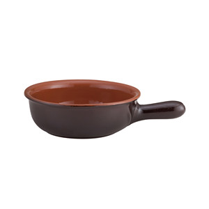 Vulcania Braising <b>Pan</b> One Handle Brown Bicolor Terracotta 14 x 4.6 cm Catering Equipment Restaurant Supplies Wholesale - Product Image 1
