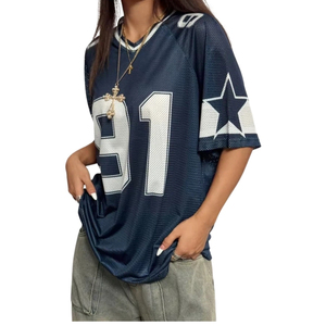 Camiseta de Fútbol Unisex con Cuello en V, Estampado Personalizado, Talla Grande, Premium, de Alta Calidad, Transpirable, Ligera, Ropa Deportiva - Product Image 4